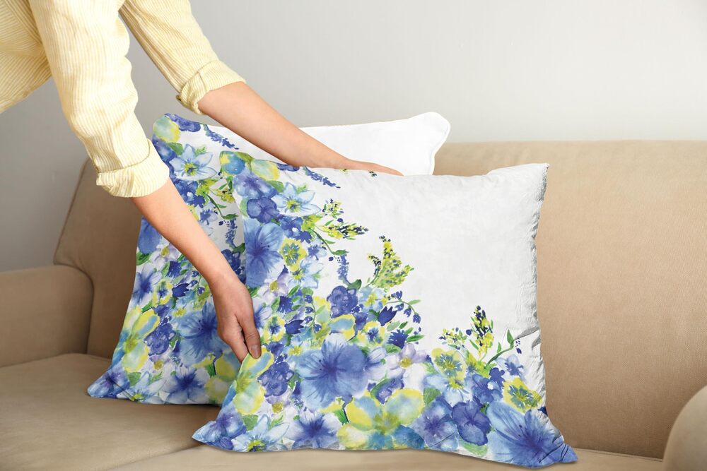 9355 Watercolor Flower Pillow Cushion Cover Pack of 2, Motley Floret Motifs
